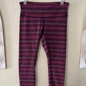 Lululemon Athletica Pink and Purple Leggings with Striped Design